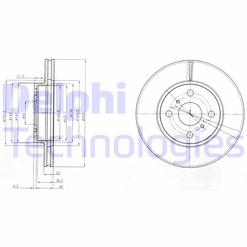 DELPHI Bremžu diski BG4053 Diski Toyota NHP10_ BG4053 DELPHI
