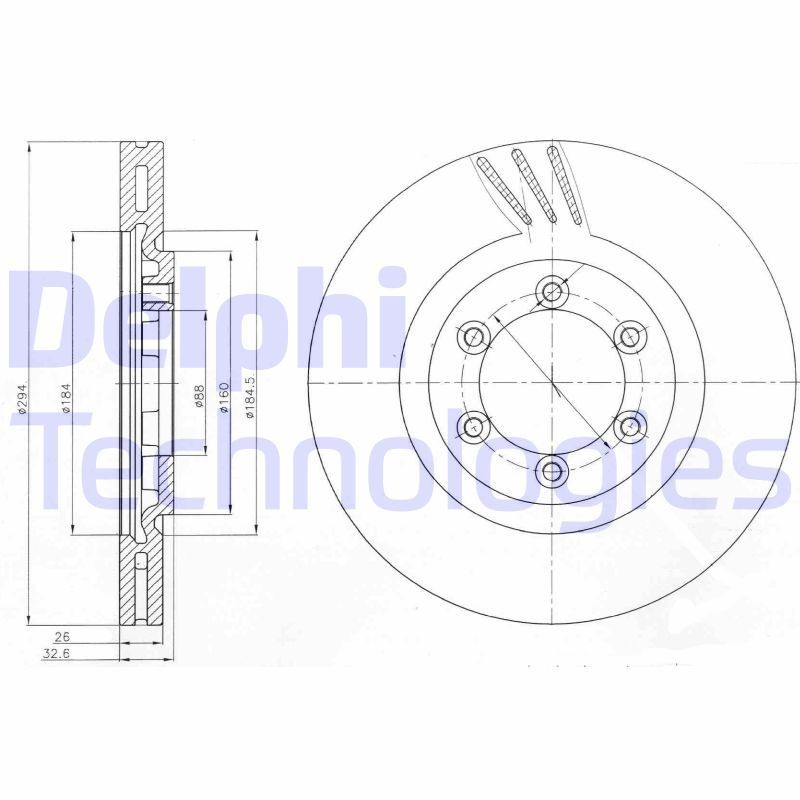 DELPHI Disco freno BG4112 DELPHI BG4112 Freni a disco Audi A6 originali