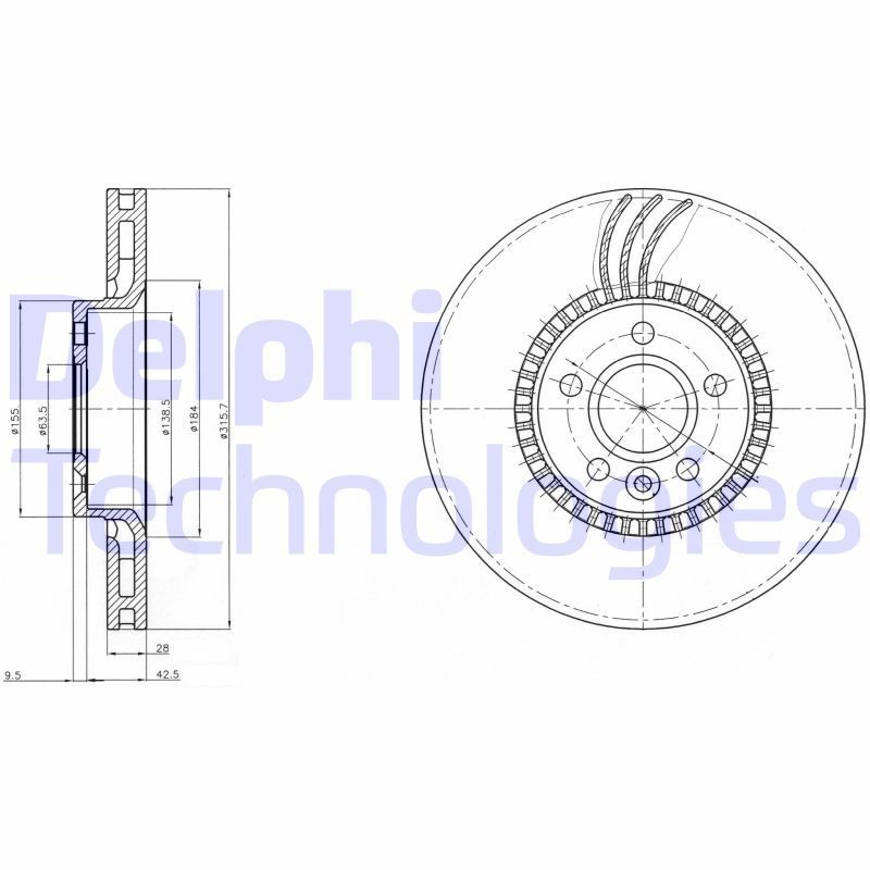 DELPHI Bremseskive BG4123 BG4123 Sportsbremseskiver DELPHI VOLVO S80
