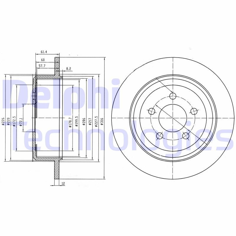 DELPHI Remschijf BG4159 Sportremschijven DELPHI CJ5 - CJ8 BG4159 goedkoop