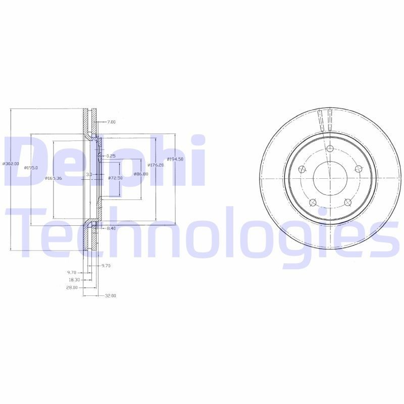 DELPHI Bremsscheibe BG4212 Sport-Bremsscheiben DELPHI Fiat PANDA BG4212