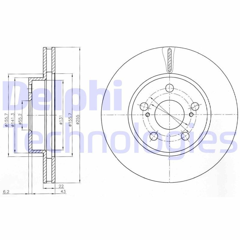 Remschijf DELPHI BG4269 DELPHI BG4269 Remschijf keramische Toyota PRIUS 2006