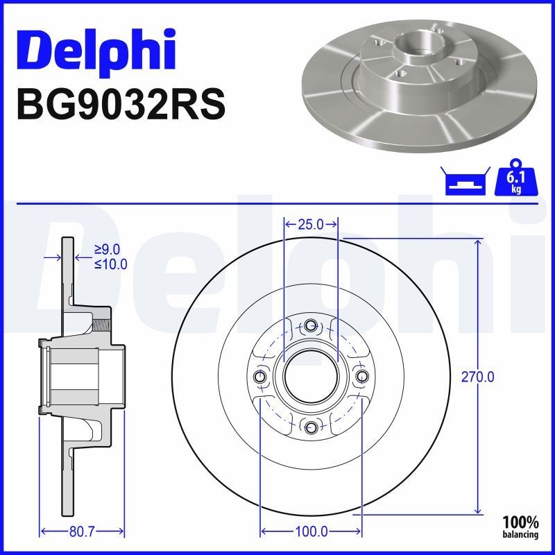 DELPHI Bromsskiva BG9032RS Bromsskivor sport Renault JM0/1_ BG9032RS DELPHI