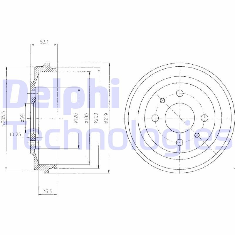 DELPHI Brake drum BF136 DELPHI BF136 Brake drum