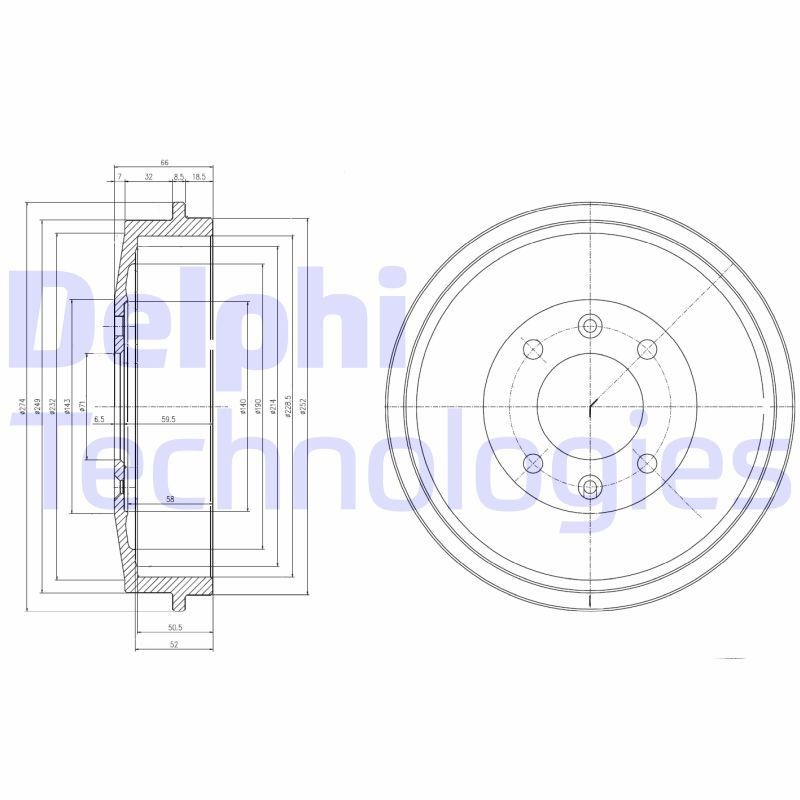 Tambour de frein DELPHI BF169 DELPHI BF169: Tambour de frein Citroen XSARA 2025