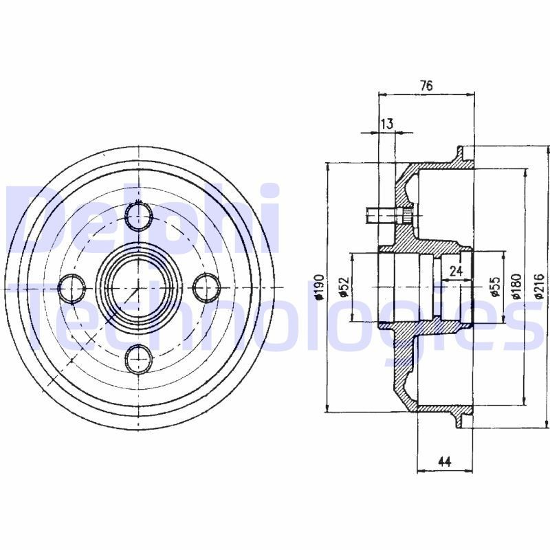 DELPHI Tambour de frein BF229 BF229 Tambour de frein MAZDA 929 DELPHI