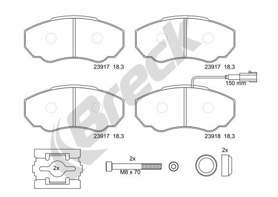 BRECK Brake pad set 23917 00 703 10 23917 00 703 10 BRECK brake pads for PEUGEOT 406