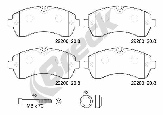 BRECK Τακάκια φρένων 29200 00 703 00 Σετ τακάκια BRECK Mercedes-Benz SLK 29200 00 703 00