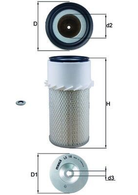 Filtro de ar MAHLE LX 16 MAHLE LX 16 Filtro de ar MITSUBISHI L300 / DELICA 2006