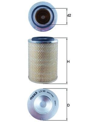 MAHLE Gaisa filtrs LX 99 MAHLE LX 99 Gaisa filtrs Volkswagen California Westfalia T4 Bus (7DJ, 7DK, 70J) lēti