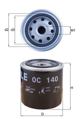 MAHLE Oljefilter OC 140 MAHLE OC 140 Oljefilter NISSAN Trade Flatvogn lastebil / Chassis billige
