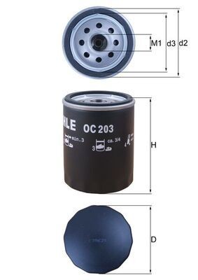 MAHLE Oljefilter OC 203 MAHLE OC 203 originale Oljefilter Courier Pick-up (J3, J5) hva koster