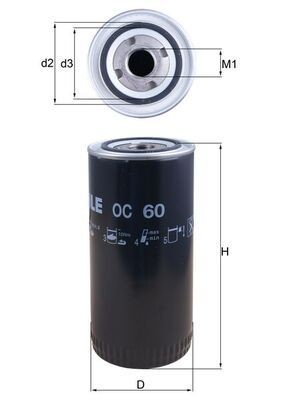 MAHLE Oliefilter OC 60 Oil filter MAHLE L300 / DELICA OC 60 billig