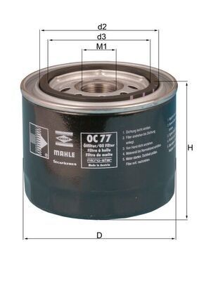 MAHLE Oljefilter OC 77 MAHLE OC 77 Oljefilter Civic III