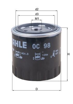 MAHLE Öljynsuodatin OC 98 Öljynsuodatin MAHLE 3/4"-16UNF-2B, Ruuvattava suodatin