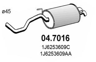 ASSO Bakre eksospotte 04.7016 04.7016 ASSO Lyddemper eksos Skoda billige
