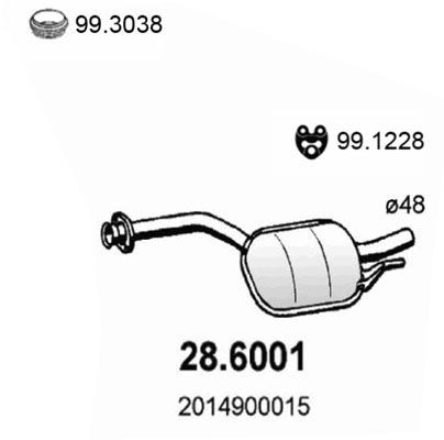 ASSO Stredný tlmič výfuku 28.6001 Stredný tlmič ASSO VITO 28.6001 lacné