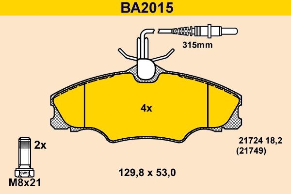 Barum Bromsbelägg BA2015 BA2015 Barum belägg PEUGEOT 205