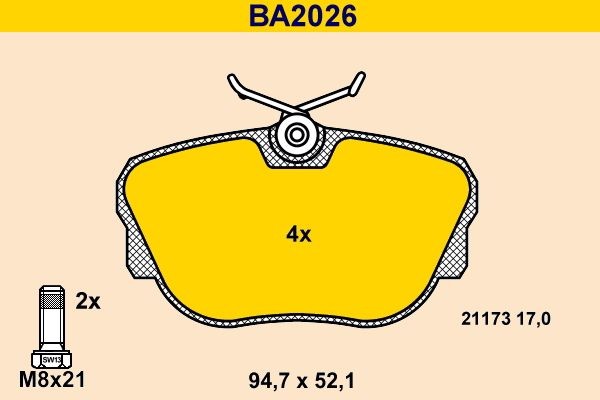 Barum Bremseklosser BA2026 BA2026 Bremseklosser Barum ALFA ROMEO GT