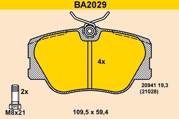 Barum Piduriklotsid BA2029 BA2029 Piduriklotsid MERCEDES-BENZ B-klass Barum