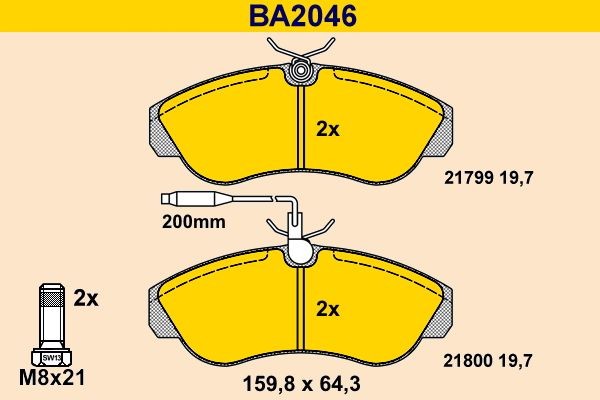 Barum Bromsbelägg BA2046 BA2046 Barum bromsbelägg PEUGEOT 205