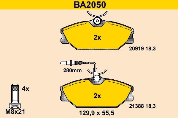 Barum Kit pastiglie freni BA2050 BA2050 costo Pastiglie dei freni Barum ALFA ROMEO 156
