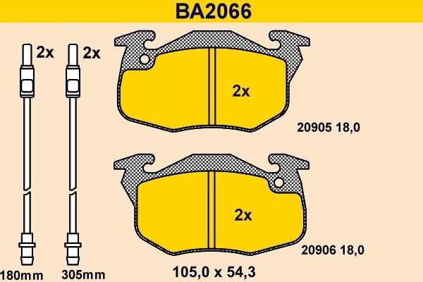 Barum Bromsbelägg BA2066 BA2066 Barum bromsbelägg PEUGEOT 205