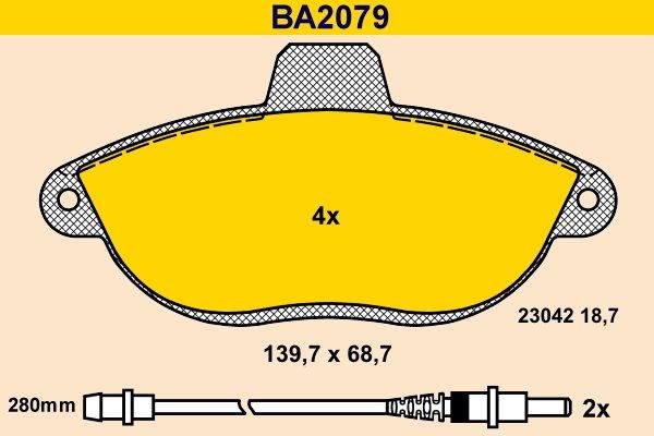 Barum Bromsbelägg BA2079 BA2079 Barum bromsklossar Peugeot 205