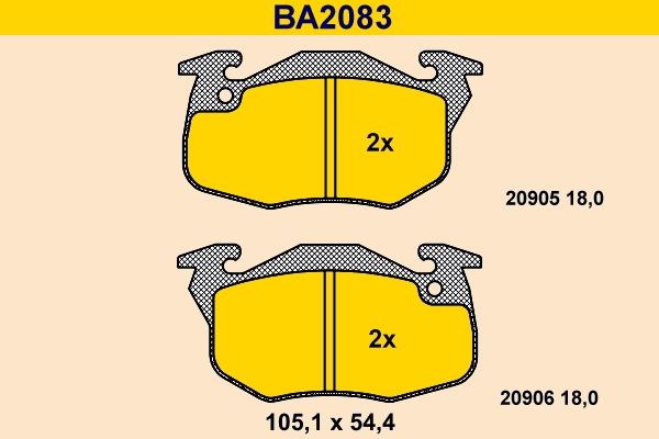 Barum Bromsbelägg BA2083 BA2083 Barum bromsbeläggsats PEUGEOT 205