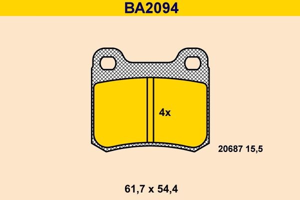 Barum Kit pastiglie freni BA2094 BA2094 Pastiglie dei freni MERCEDES-BENZ Barum costo