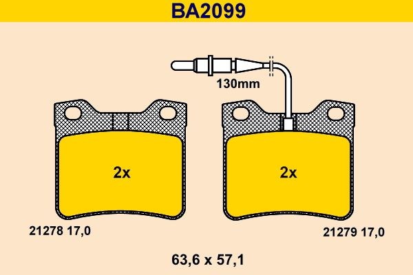 Barum Bromsbelägg BA2099 BA2099 Barum bromsbeläggsats Peugeot 205