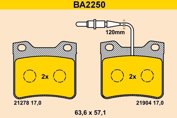 Barum Kit pastiglie freni BA2250 BA2250 Pastiglie dei freni Barum ALFA ROMEO 156 costo