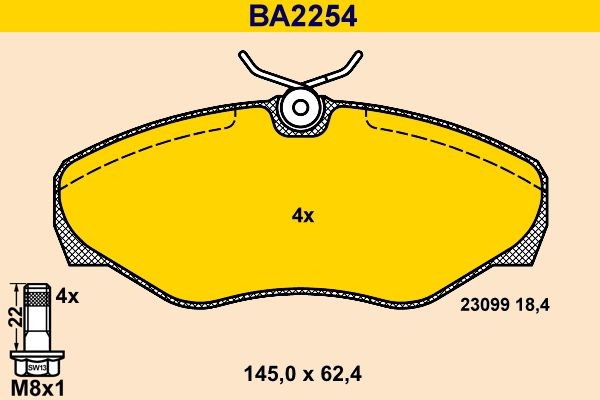 Barum Bremseklodser BA2254 BA2254 Bremseklodser Barum RENAULT 9