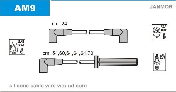 JANMOR Tändkabelsats AM9 AM9 JANMOR tändkabelsats CHEVROLET LACETTI