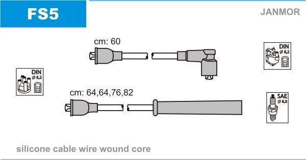 JANMOR Sytytysjohtosarja FS5 JANMOR FS5 Ford Sierra MK2 sytytysjohto vaihto hinta