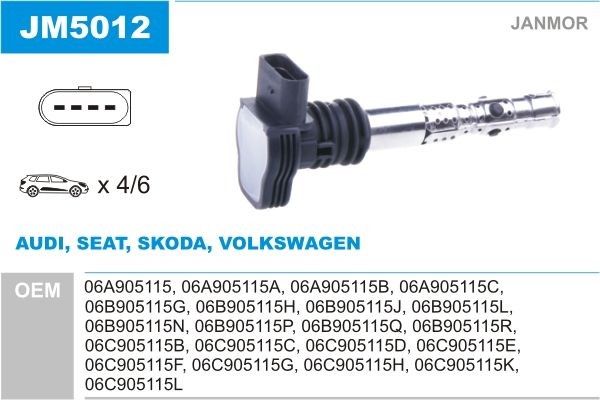 JANMOR Bobine d'allumage JM5012 JM5012 Bobine Volkswagen FOX JANMOR