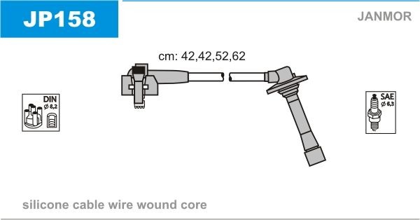 Tændkabelsæt JANMOR JP158 JANMOR JP158: Tændkabel Mazda 626 1999