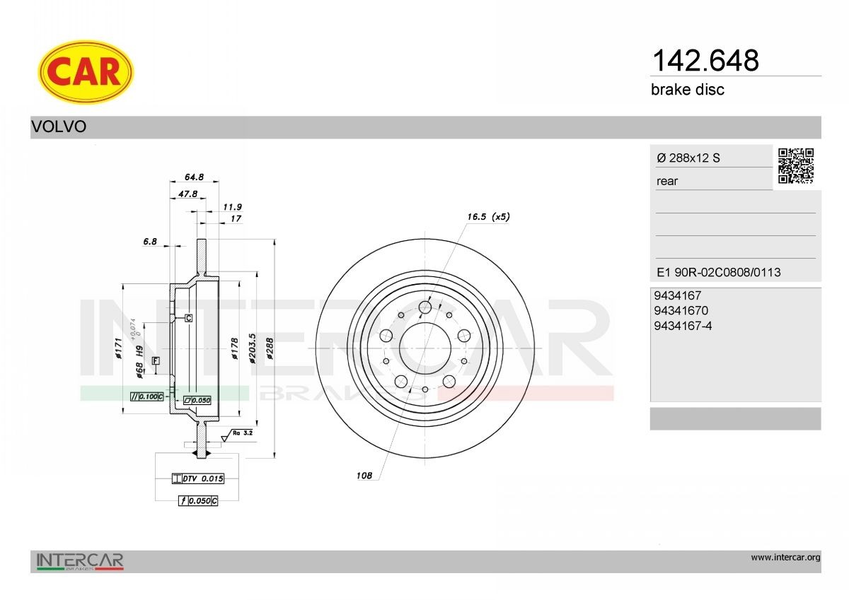 CAR Bremseskive 142.648 142.648 CAR Skivebremser Fiat billig