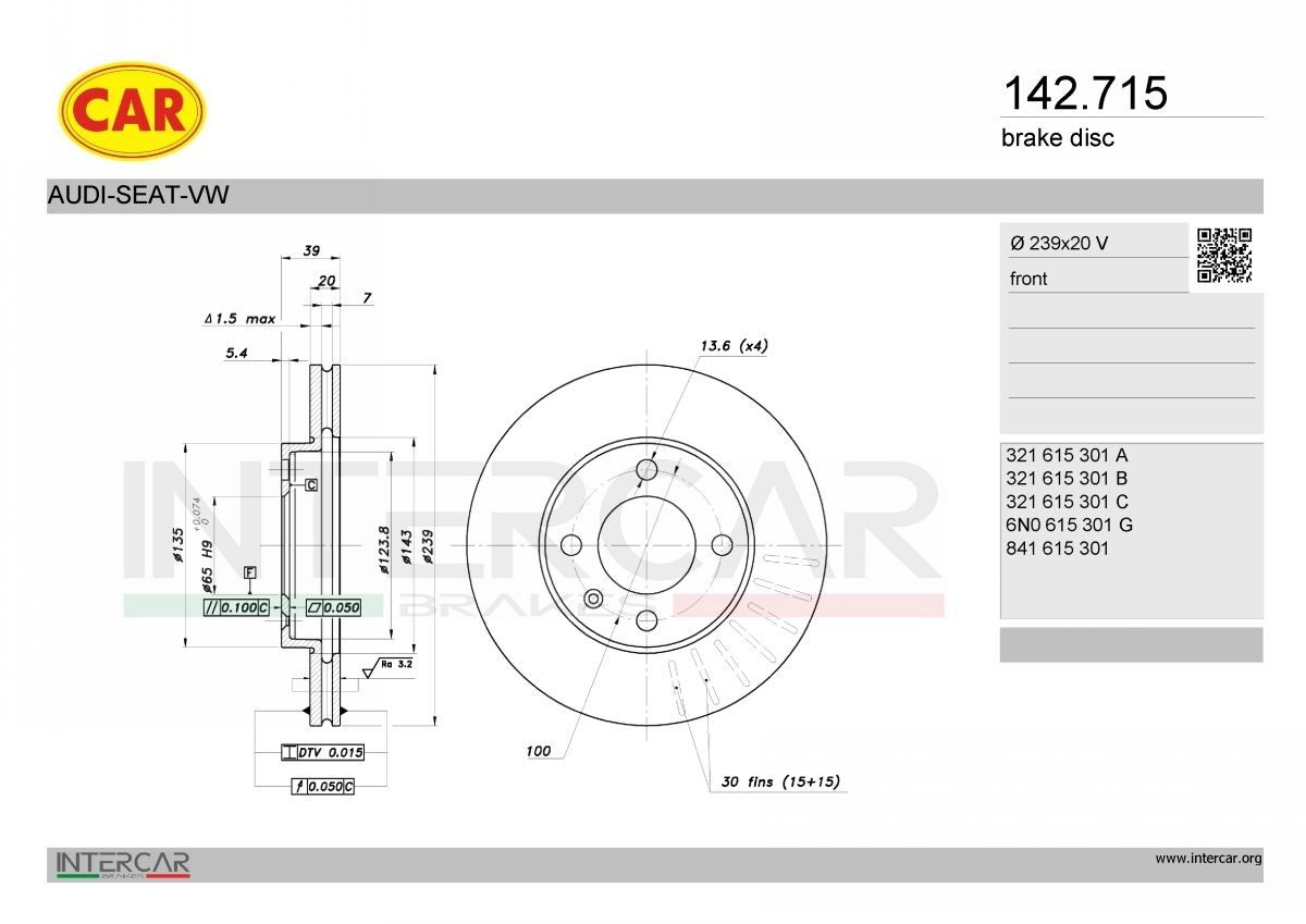 CAR Bremseskive 142.715 CAR Skive FIAT 142.715