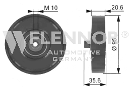 FLENNOR Geleiderol / omdraairol v-snaren FU22996 Geleiderol PEUGEOT FLENNOR FU22996
