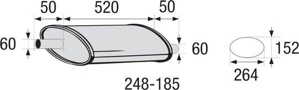 BOSAL Midtre eksospotte, universell 248-185 Sportseksosanlegg BOSAL ARONA 248-185 billige