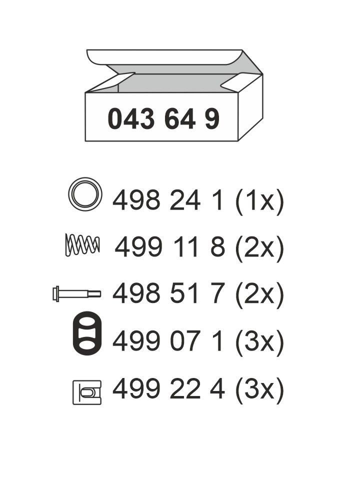 ERNST Kit montaggio silenziatore 043649 043649 costo Kit di montaggio silenziatore FORD FIESTA ERNST