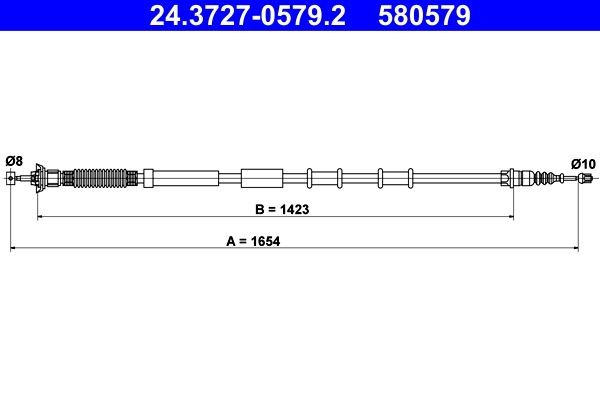 ATE Ντίζα, φρένο ακινητοποίησης 24.3727-0579.2 24.3727-0579.2 Ντίζα φρένου ALFA ROMEO STELVIO ATE