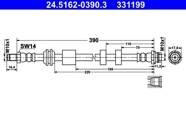 ATE Bremseslange 24.5162-0390.3 ATE 24.5162-0390.3 Bremseslange VOLVO S60 II Cross Country (134) billige
