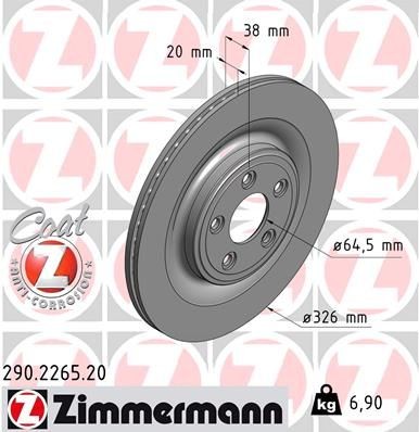 ZIMMERMANN Disco de travão 290.2265.20 Discos de freio ZIMMERMANN XK 290.2265.20 baratos