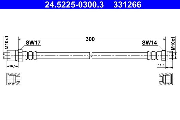 ATE Pidurivoolik 24.5225-0300.3 ATE 24.5225-0300.3 Pidurivoolik PORSCHE 911 Cabrio (992) odav