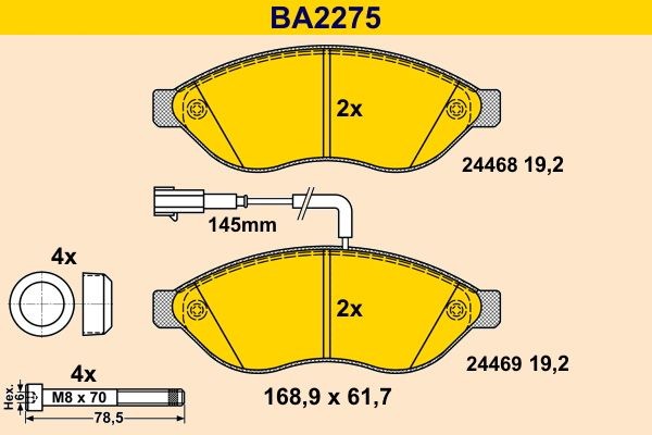 Barum Remblokken BA2275 Opel MERIVA Remblokkenset Barum BA2275