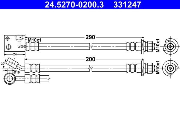 ATE Pidurivoolik 24.5270-0200.3 Pidurivoolik ATE Honda ACCORD 24.5270-0200.3