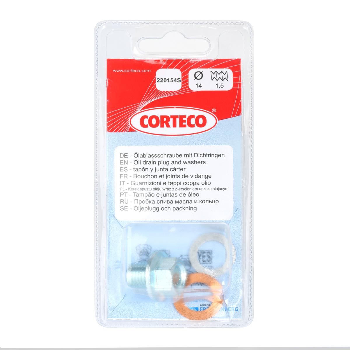 CORTECO Påfyllingsplugg, bunnpanne 220154S 220154S Bunnplugg PEUGEOT 205 CORTECO