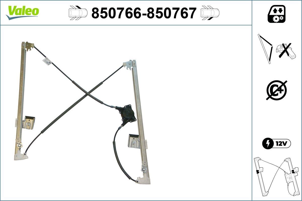 VALEO Vindusheis 850766 Vindusløfter VALEO BT-50 850766 billige